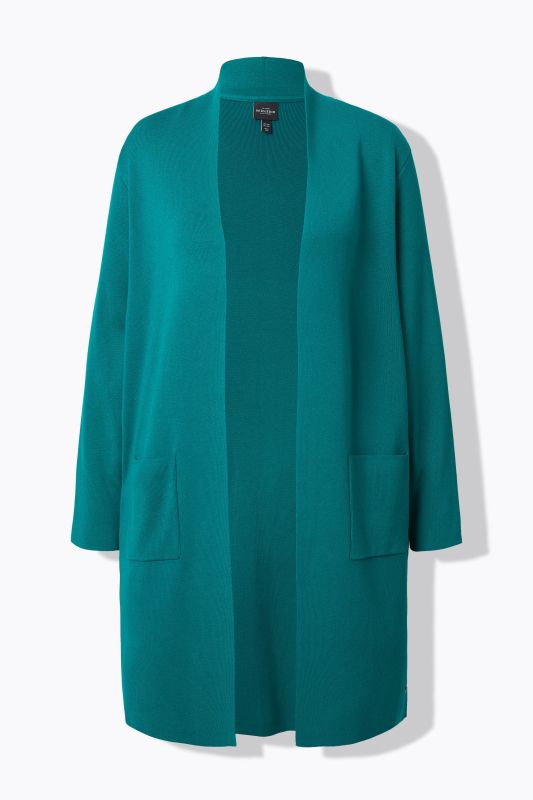 Long Pocket Open Front Cardigan Sweater