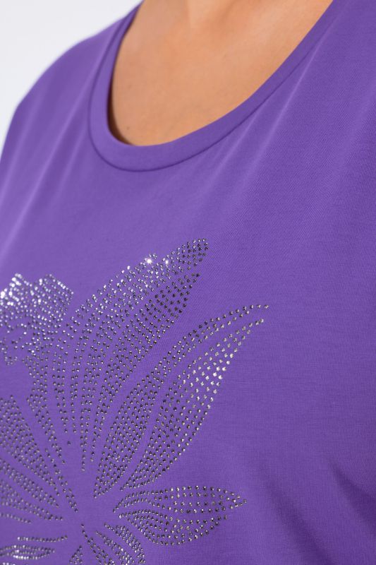 Rhinestone Flower Short Sleeve Tee