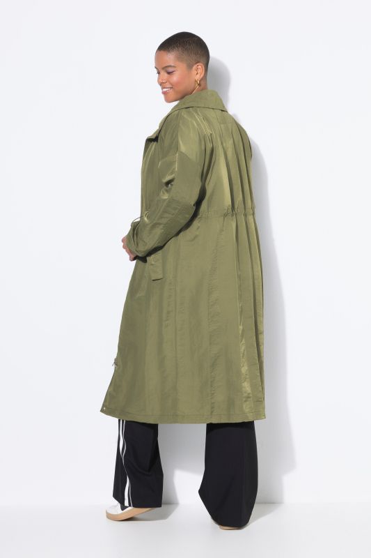 Drawstring Waist Extra Long Coat