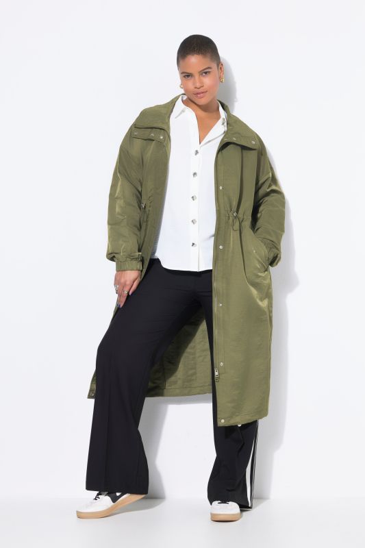 Drawstring Waist Extra Long Coat