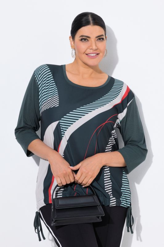 Abstract Print Drawstring Hem Tee