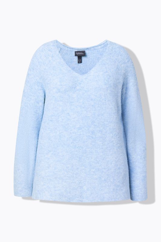 Long Sleeve V-Neck Ribbed Knit Sweater