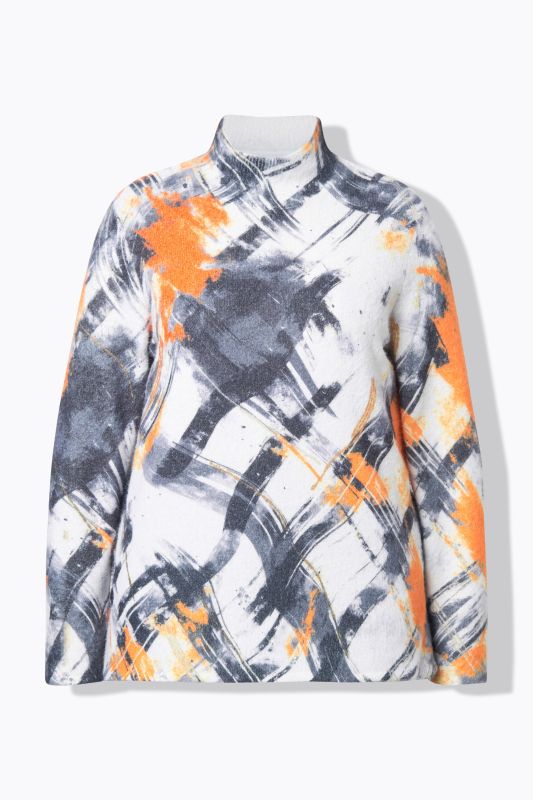 Painted Checks Mock Neck Sweater