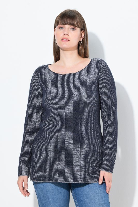 Eco Cotton Two-Tone Ribbed Knit Sweater