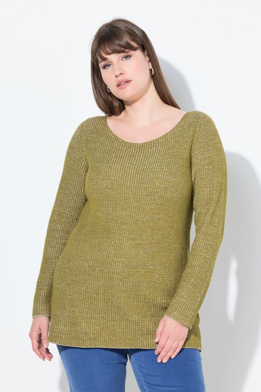 Eco Cotton Two-Tone Ribbed Knit Sweater