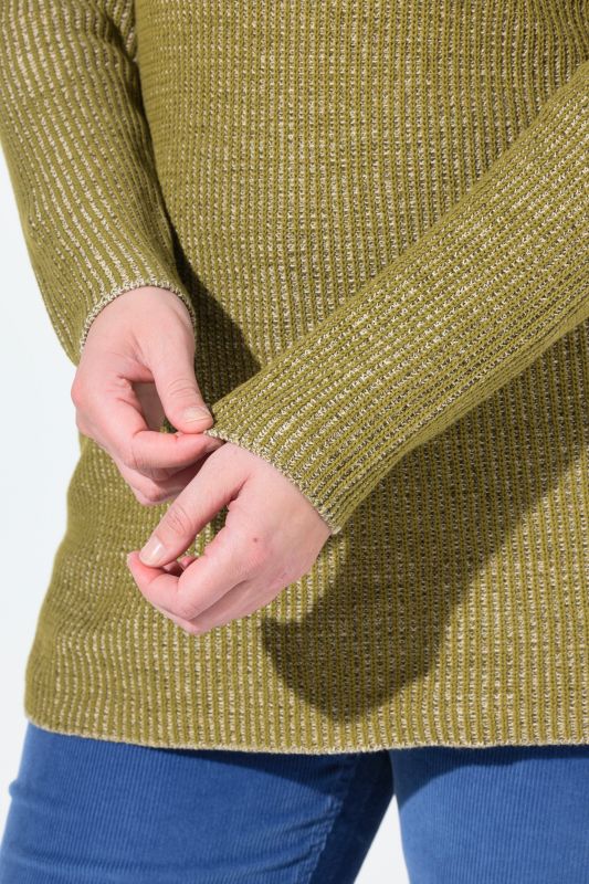 Eco Cotton Two-Tone Ribbed Knit Sweater