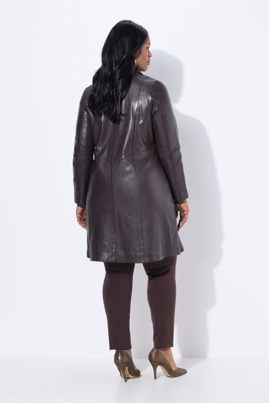 Lambskin Nappa Leather Satin-Lined Swing Coat