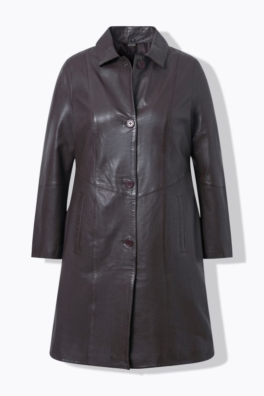 Lambskin Nappa Leather Satin-Lined Swing Coat