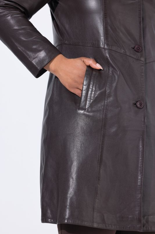 Lambskin Nappa Leather Satin-Lined Swing Coat