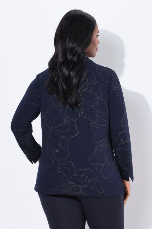 Glitter Flower Long Sleeve Turtleneck Blouse