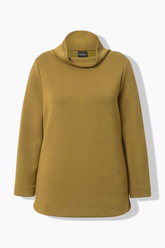 Glitter Flower Long Sleeve Turtleneck Blouse