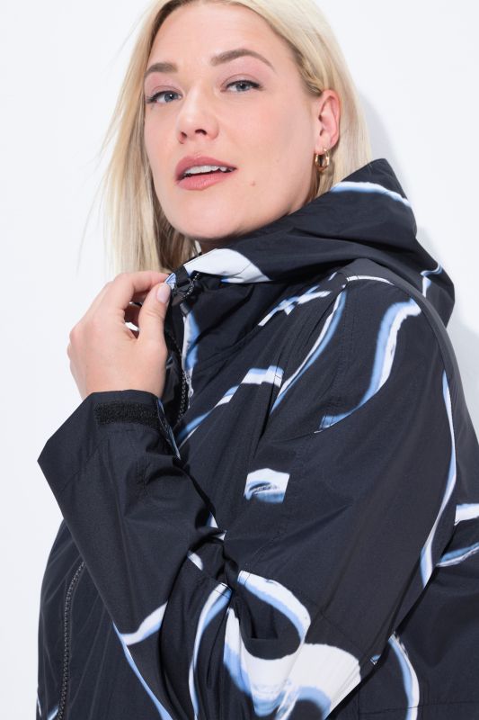 Wave Print Rain Coat