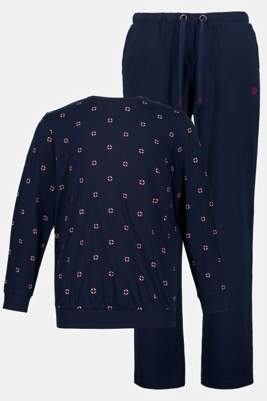 Stomach-fit pyjamas, two-piece, long sleeve, elasticated hem, long trousers, up to 8 XL