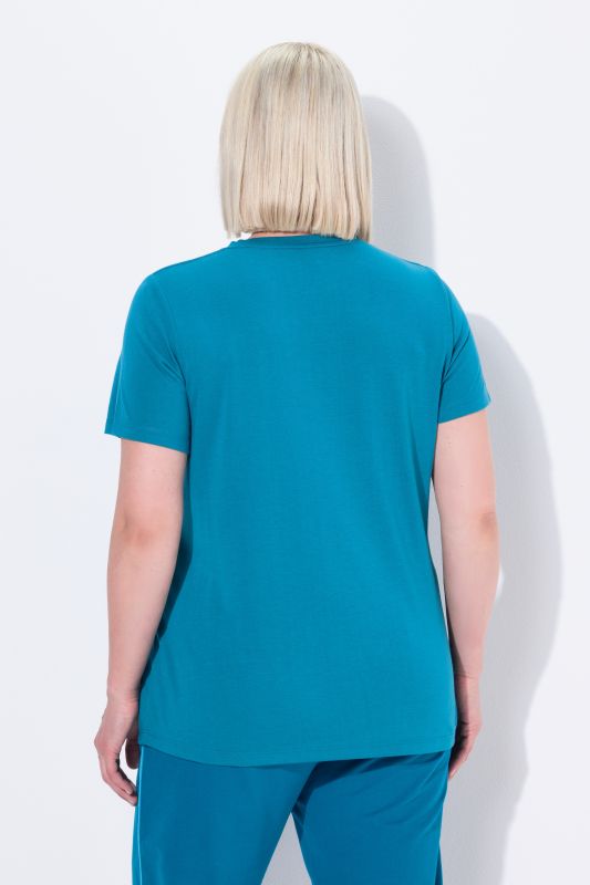 Functional Antibacterial Finish V-Neck Short Sleeve Knit Top