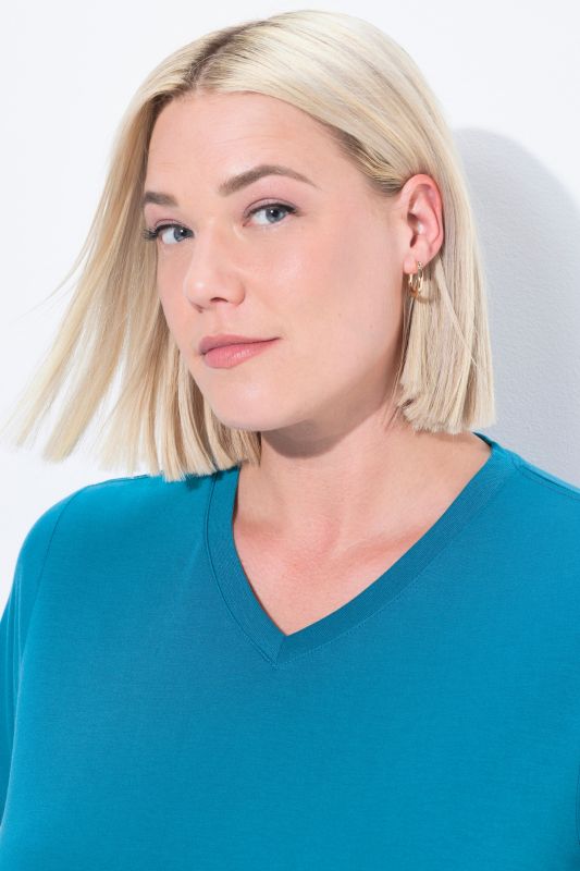 Functional Antibacterial Finish V-Neck Short Sleeve Knit Top