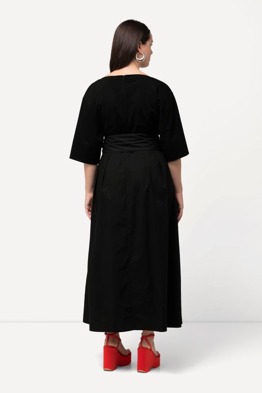 Mixed Fabric Short Sleeve Maxi Dress