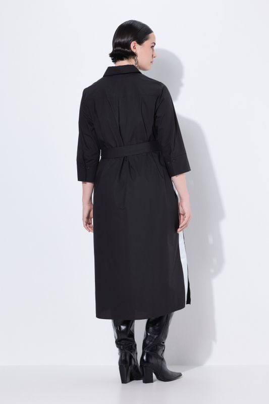 Side Stripe 3/4 Sleeve Shirt Dress