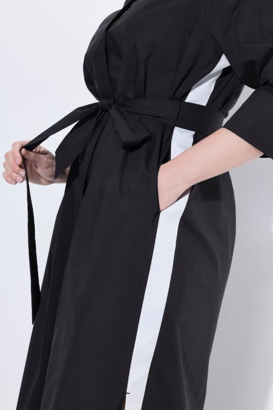 Side Stripe 3/4 Sleeve Shirt Dress