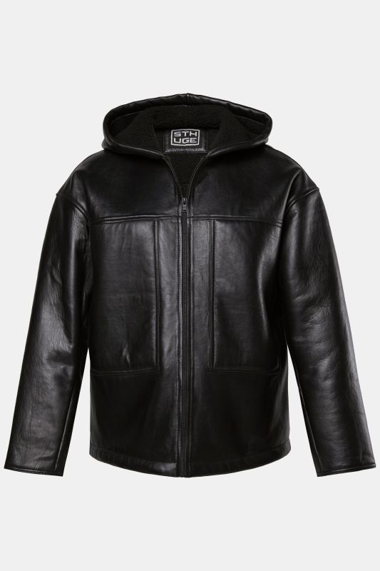 STHUGE hooded leather jacket
