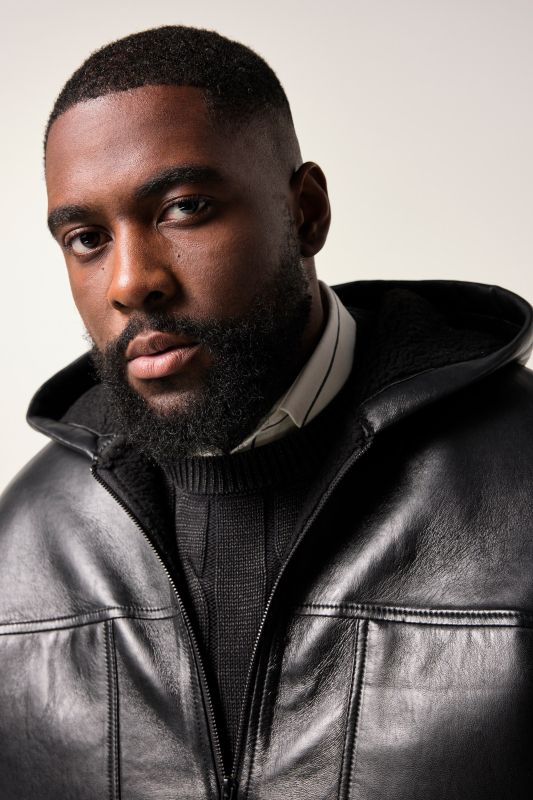 STHUGE hooded leather jacket