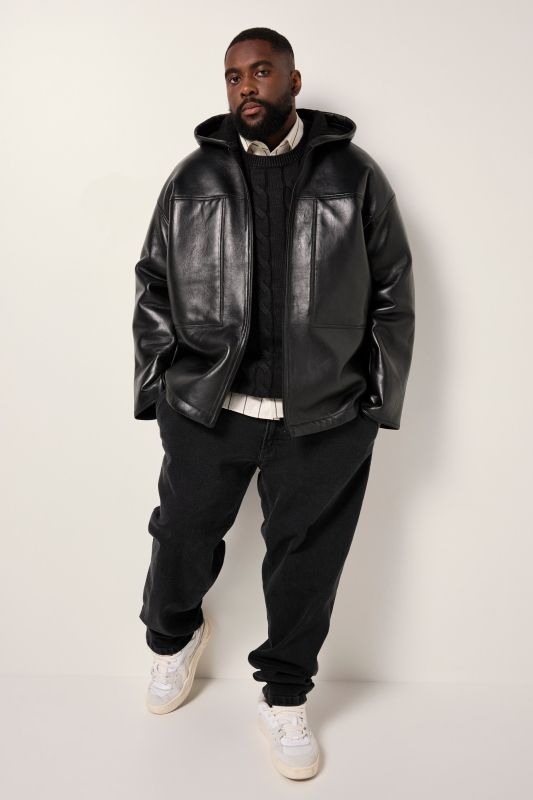 STHUGE hooded leather jacket