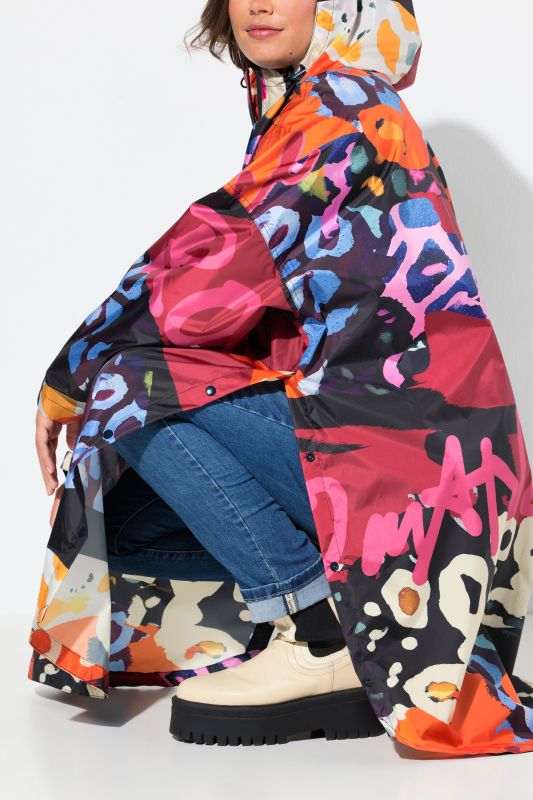 Mixed Print Rain Poncho