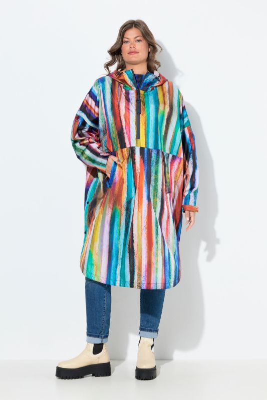Rainbow Striped Rain Poncho
