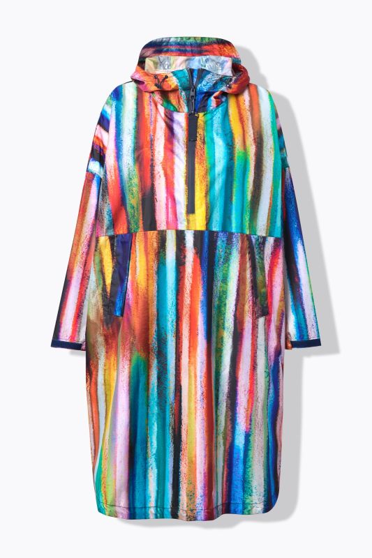 Rainbow Striped Rain Poncho