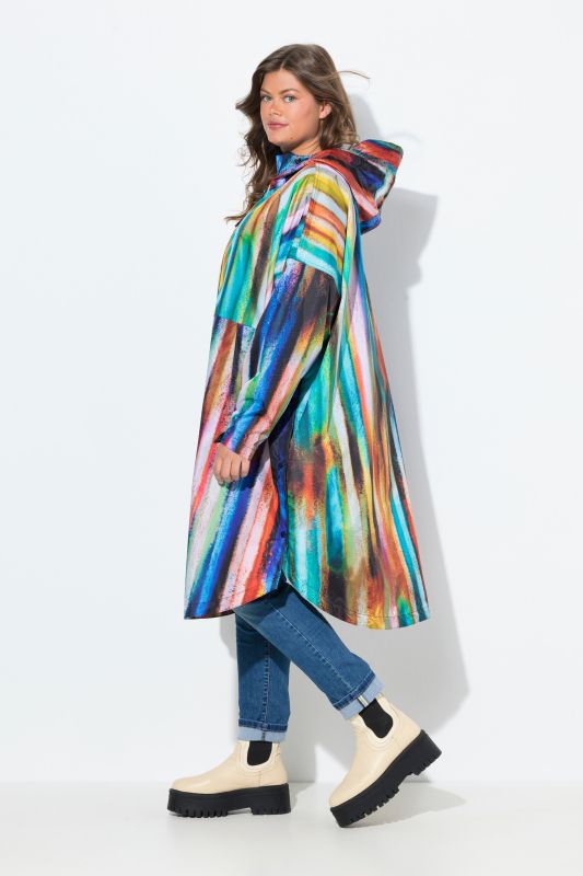 Rainbow Striped Rain Poncho