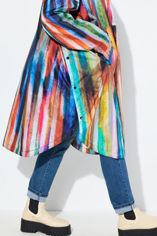Rainbow Striped Rain Poncho