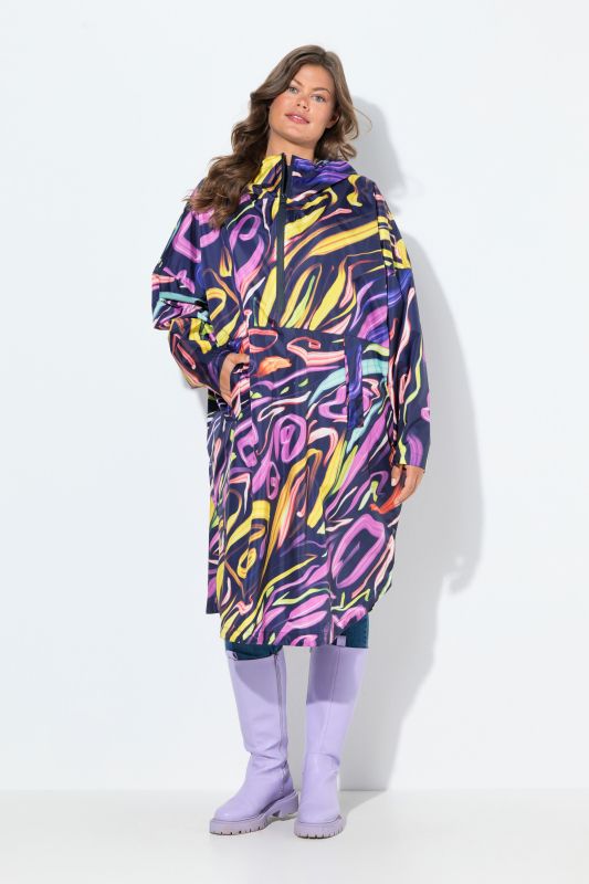 Vibrant Print Rain Poncho