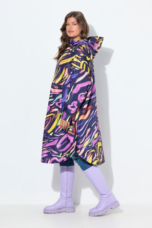Vibrant Print Rain Poncho