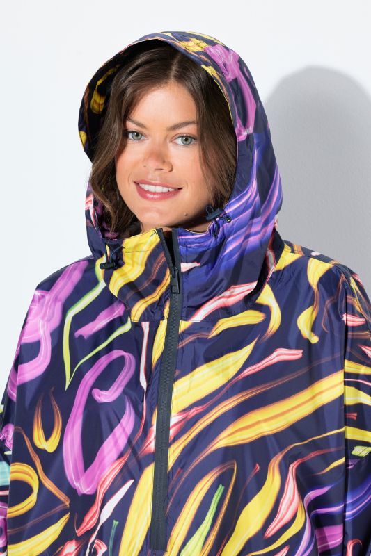 Vibrant Print Rain Poncho