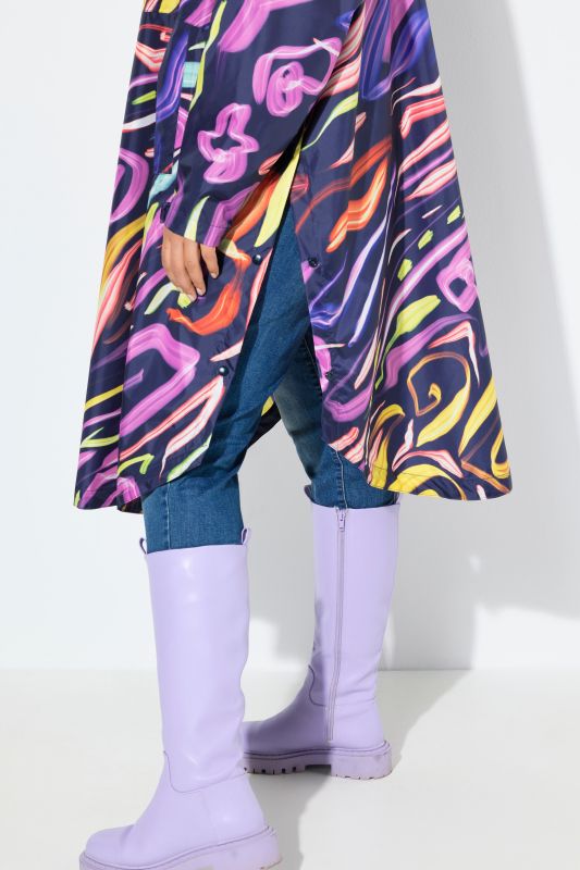 Vibrant Print Rain Poncho