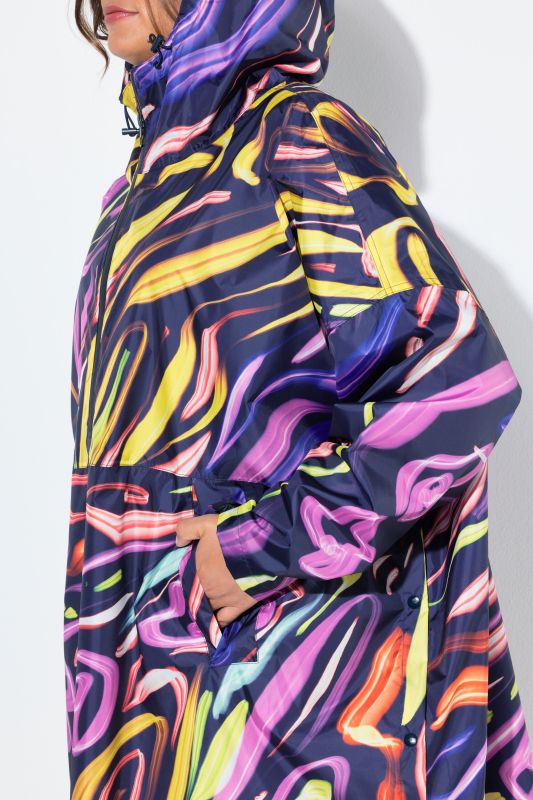 Vibrant Print Rain Poncho