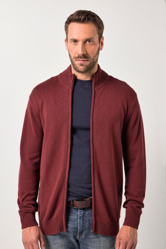 Cardigan, stand-up collar, ribbed trim