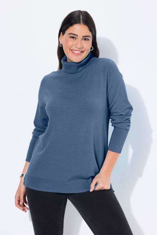 Turtleneck Ribbed Trim Long Sleeve Sweater