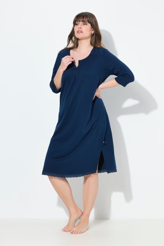 Broderie Anglaise Detail 3/4 Sleeve Nightgown