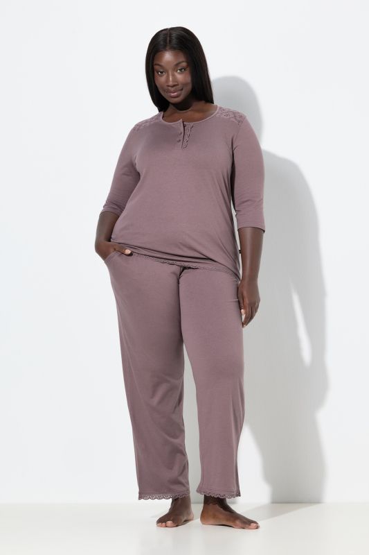 Broderie Anglaise Detail Pajama Set