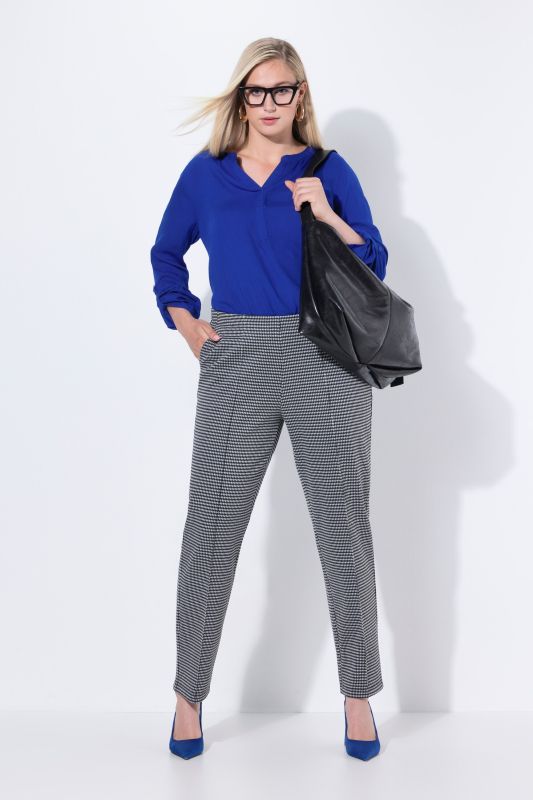 Textured Houndstooth Elastic Waist Pants