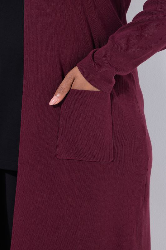 Long Pocket Open Front Cardigan Sweater