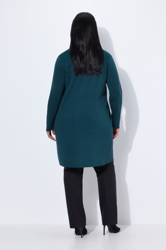 Long Pocket Open Front Cardigan Sweater