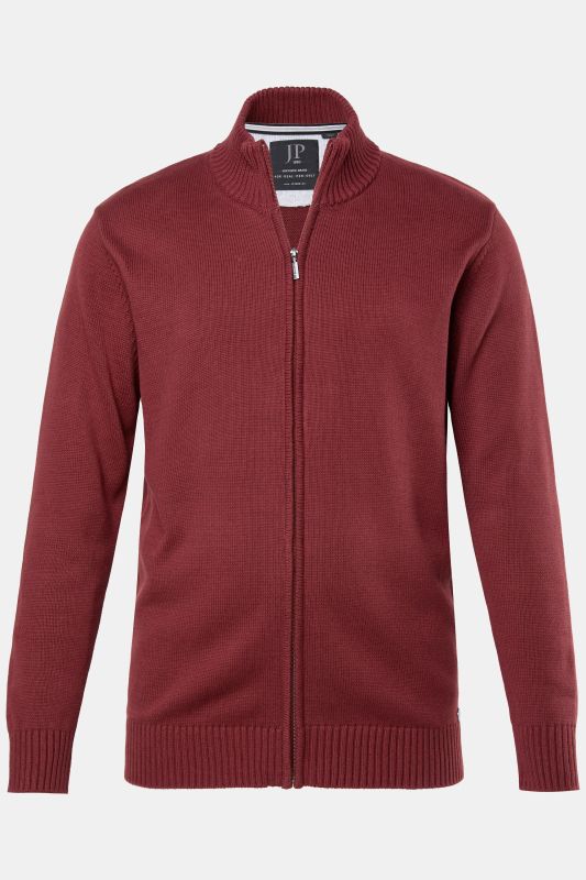 Cardigan, stand-up collar, ribbed trim