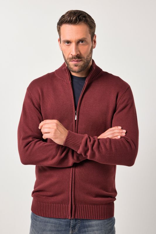 Cardigan, stand-up collar, ribbed trim