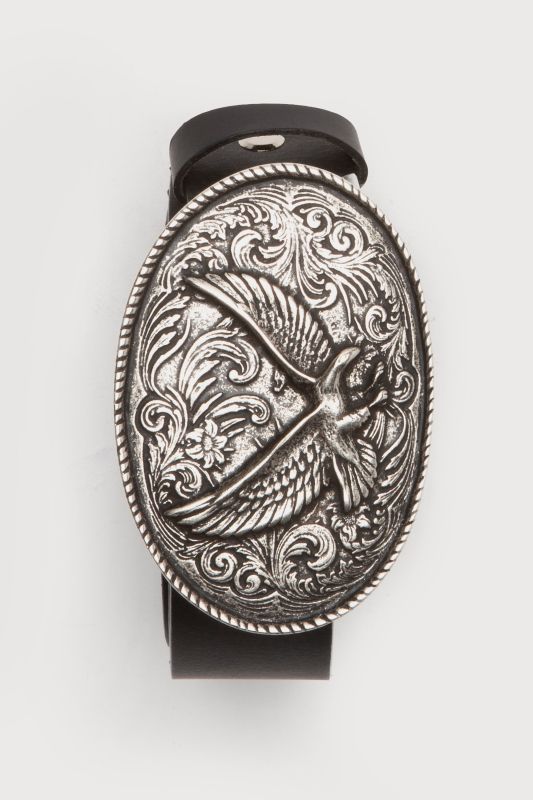 Leather belt, real leather, eagle-shaped buckle, width approx. 1½ 