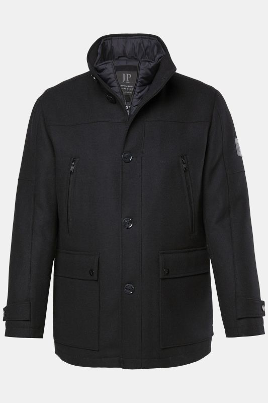 Wool blend jacket, water-repellent, herringbone insert, stand-up collar