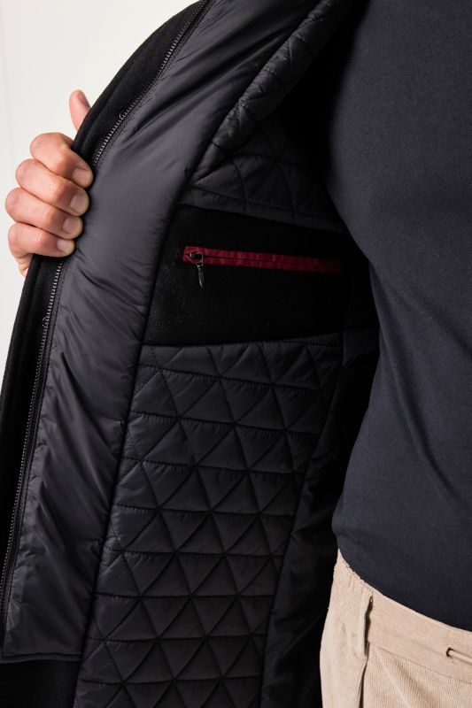 Wool blend jacket, water-repellent, herringbone insert, stand-up collar