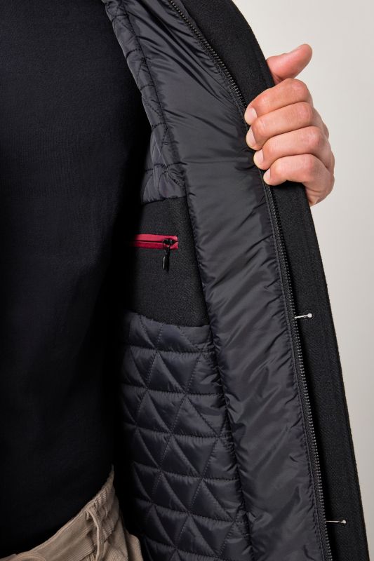 Wool blend jacket, water-repellent, herringbone insert, stand-up collar