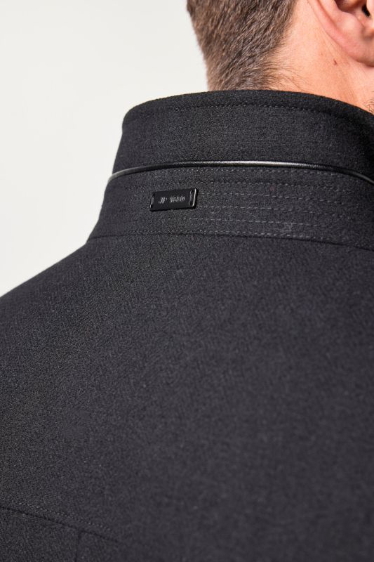 Wool blend jacket, water-repellent, herringbone insert, stand-up collar