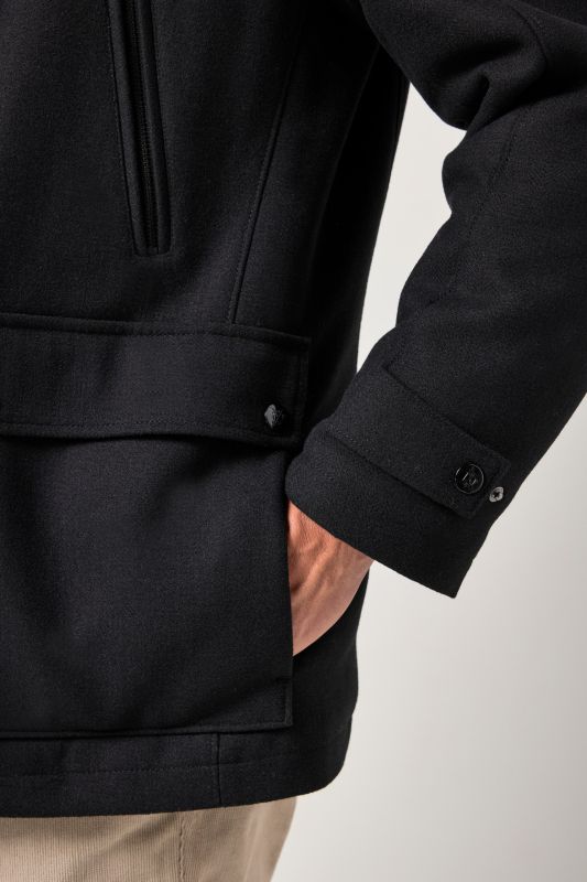 Wool blend jacket, water-repellent, herringbone insert, stand-up collar